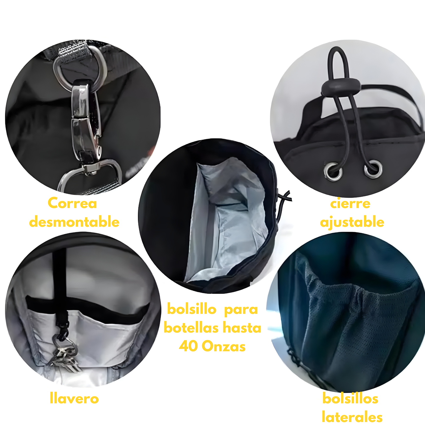 Bolsa de Gimnasio Magnética – Organizador con Porta Botella y Bolsillo para Teléfono