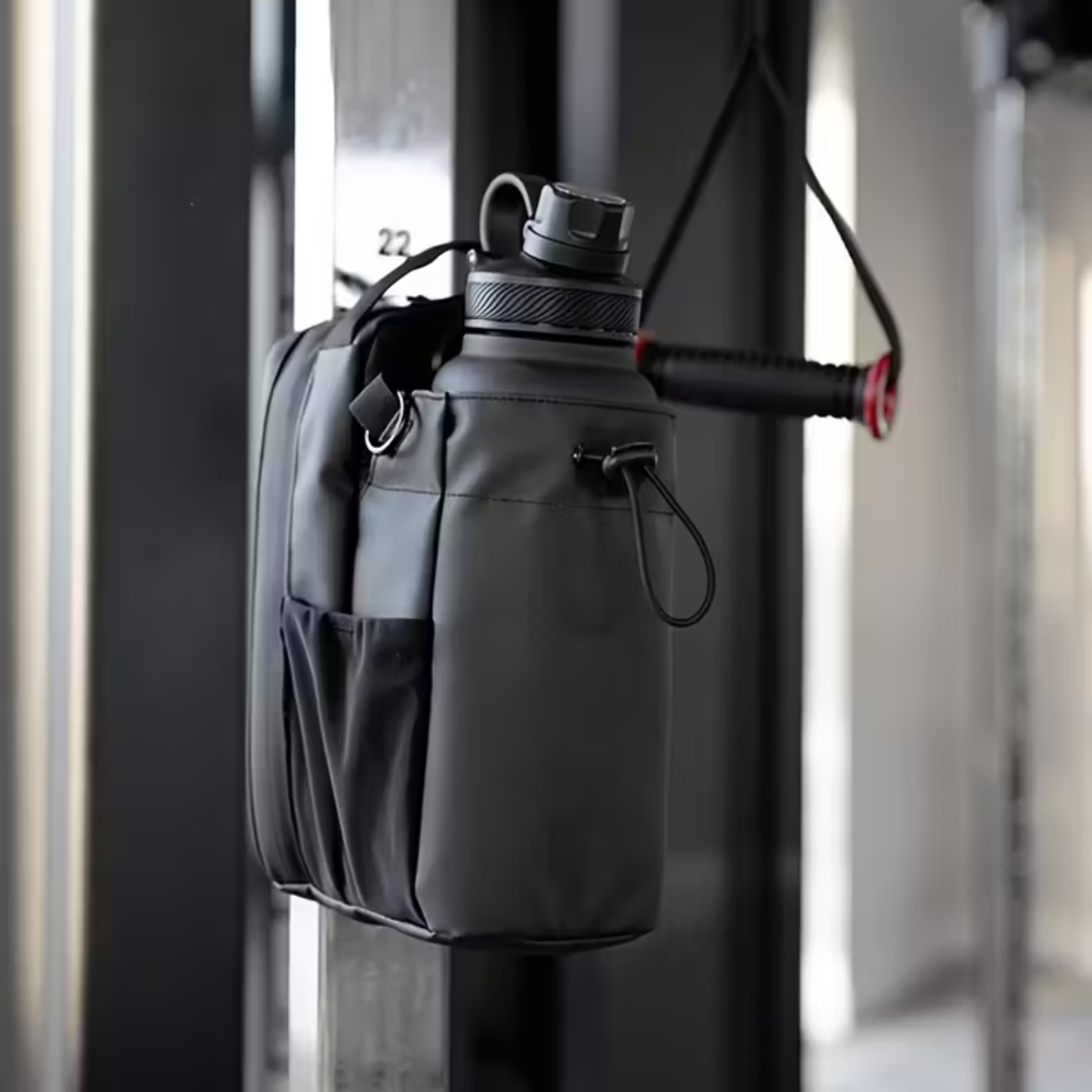 Bolsa de Gimnasio Magnética – Organizador con Porta Botella y Bolsillo para Teléfono